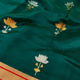 Dark green chandheri silk saree