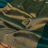 Dark green chandheri silk saree