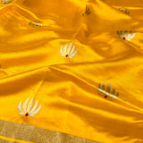 Yellow chandheri silk saree