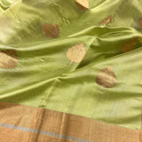 Mint green chandheri silk saree