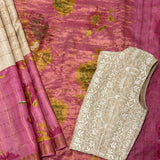 Maya Rosabel Zari Checks Tussar Saree