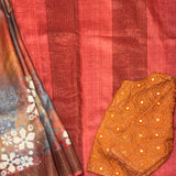 Maya Rustique Printed Tussar Saree
