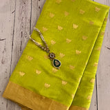 Neon green chandheri silk saree