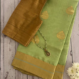 Mint green chandheri silk saree