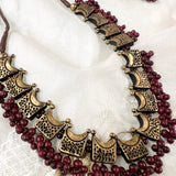 Gold and maroon terracotta necklace set