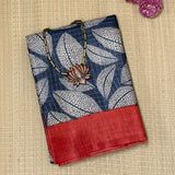 Maya Floral Zari Checks Tussar Saree