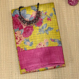 Maya Floral Zari Checks Tussar Saree