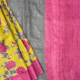 Maya Floral Zari Checks Tussar Saree