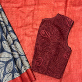 Maya Floral Zari Checks Tussar Saree