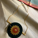 Dark green brass necklace