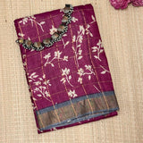 Maya Purple Zari Checks Tussar Saree