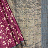 Maya Purple Zari Checks Tussar Saree