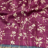 Maya Purple Zari Checks Tussar Saree