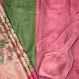 Maya Floral Zari Checks Tussar Saree