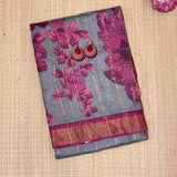 Maya Grey Zari Checks Tussar Saree