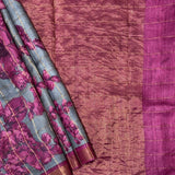 Maya Grey Zari Checks Tussar Saree