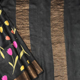 Maya Midnight Tulip Printed Tussar Saree