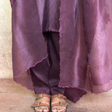 Dark Purple Applique Silk Kurta Set