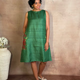 Green Embroidered Silk Dress
