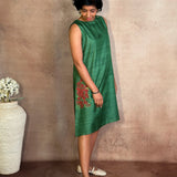 Green Embroidered Silk Dress