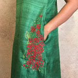 Green Embroidered Silk Dress