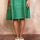 Green Embroidered Silk Dress