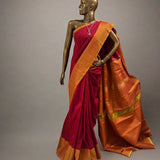 Checked border kanchipuram silk saree