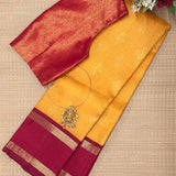 Sumangala Zari Checks Kanchi Silk Saree - Mustard