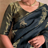 Black Zari Striped Silk Blouse