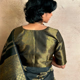 Black Zari Striped Silk Blouse