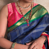 Fuchsia Zari Striped Silk Sleeveless Blouse