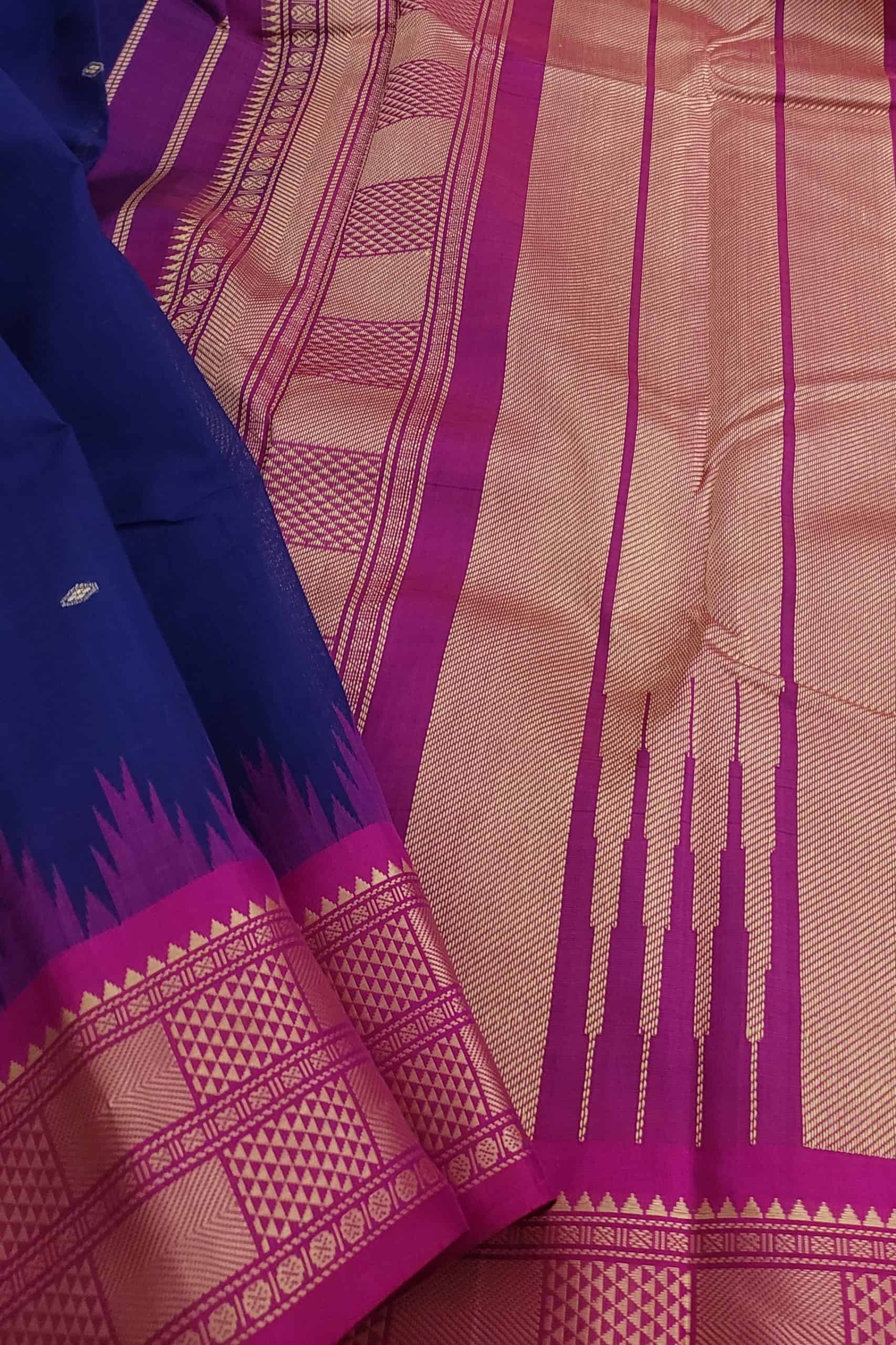 Iniya - Royal blue and rani pink with Kanchi silk border (3)