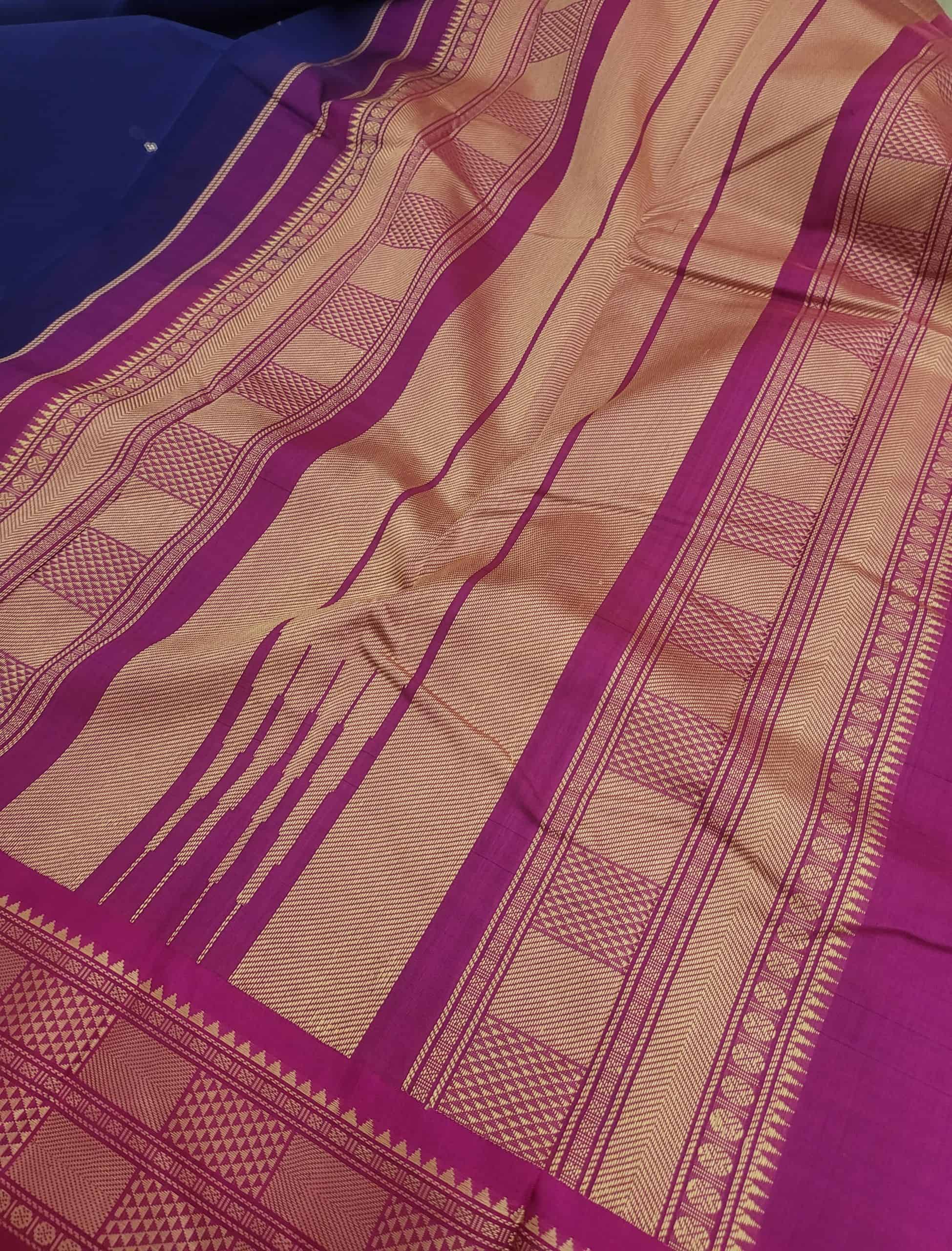 Iniya - Royal blue and rani pink with Kanchi silk border (4)