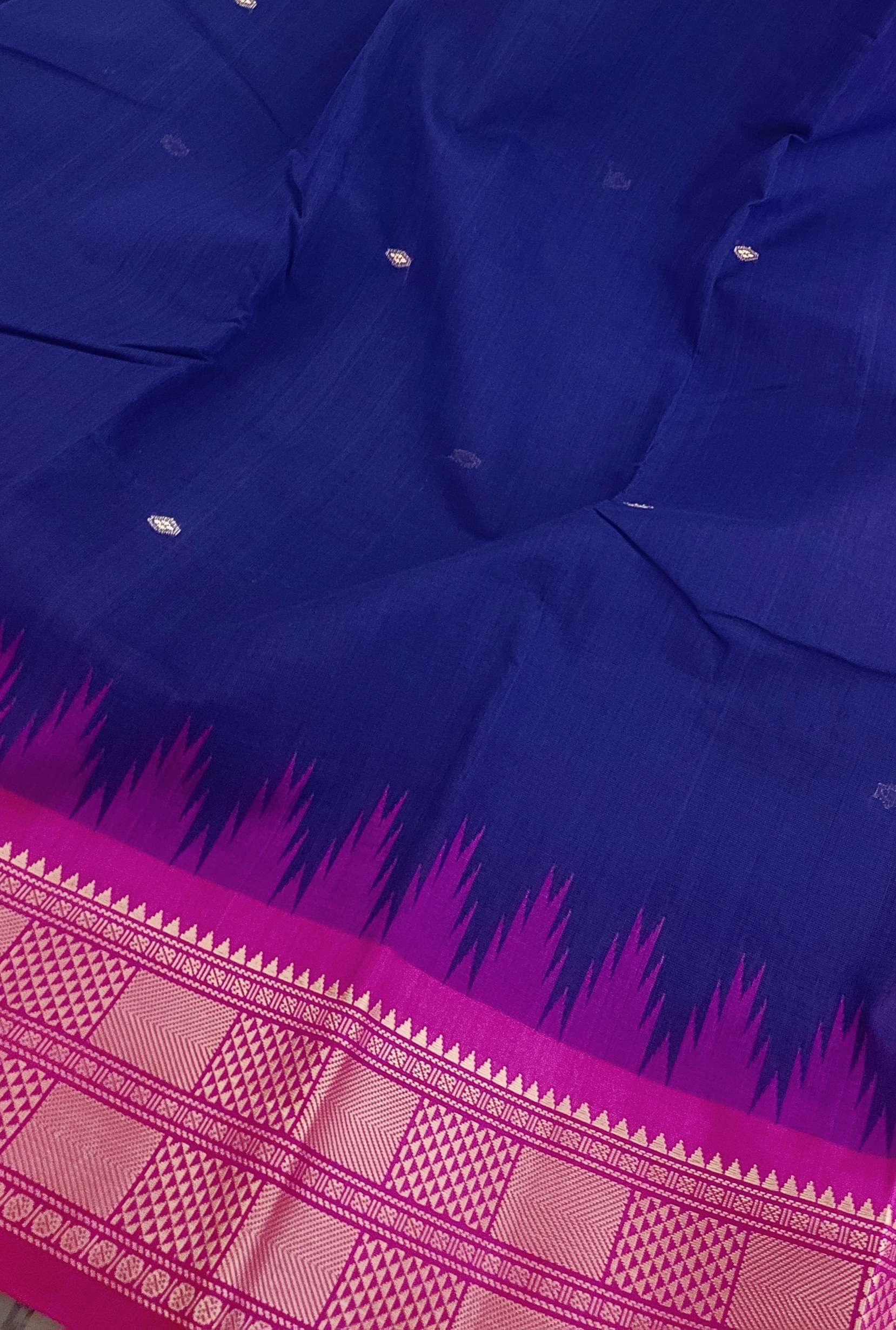 Iniya - Royal blue and rani pink with Kanchi silk border (5)