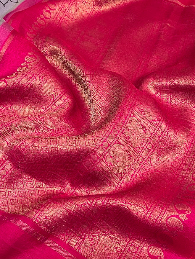 Kalpataru kamadhenu kalamkari silk saree