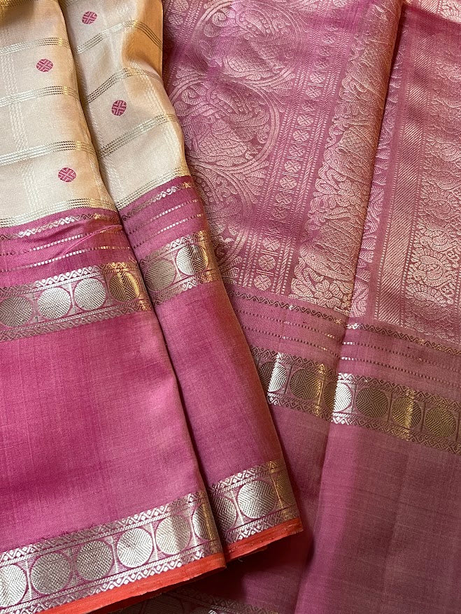 Kimaya cream zari silk saree 1