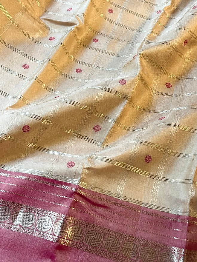 Kimaya cream zari silk saree 3