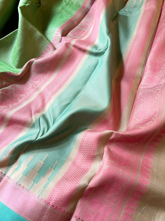 Kimaya ocean green silk saree 2