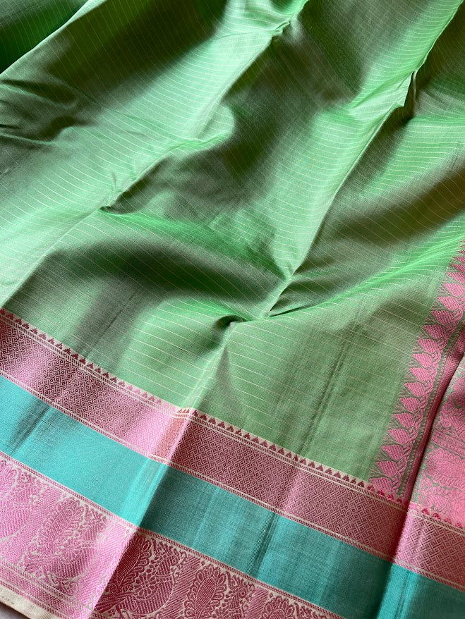 Kimaya ocean green silk saree 3