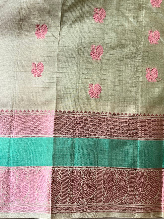 Kimaya ocean green silk saree 4