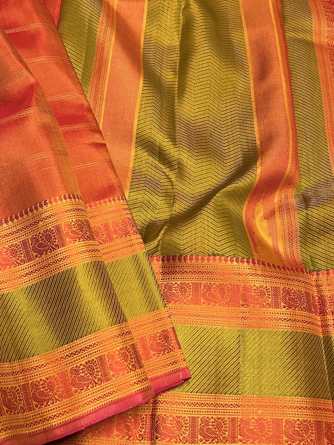 Kimaya orange silk saree 1