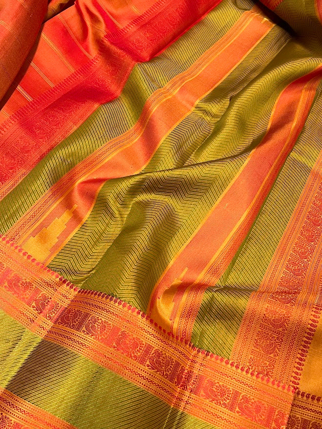 Kimaya orange silk saree 2