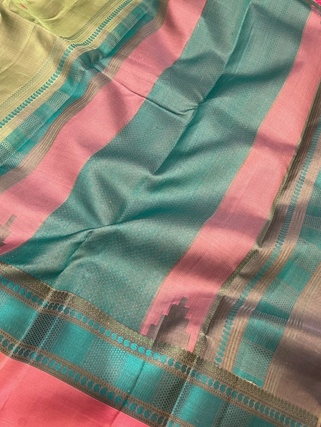 Kimaya pastel green silk saree 3