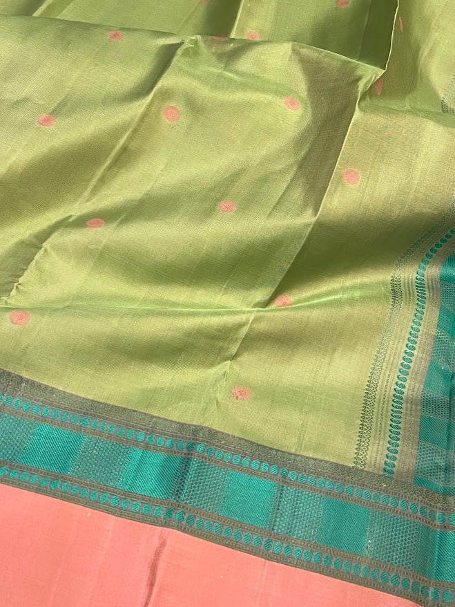 Kimaya pastel green silk saree 4