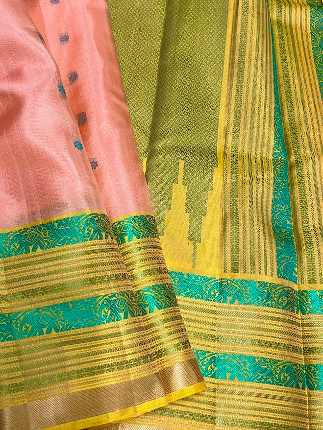 Kimaya peach silk saree 1