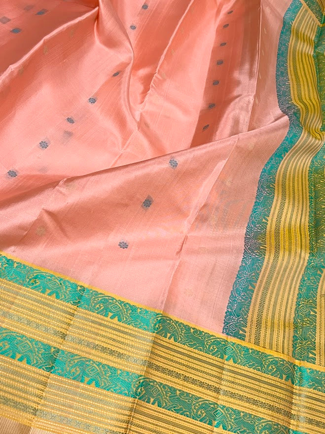 Kimaya peach silk saree 3