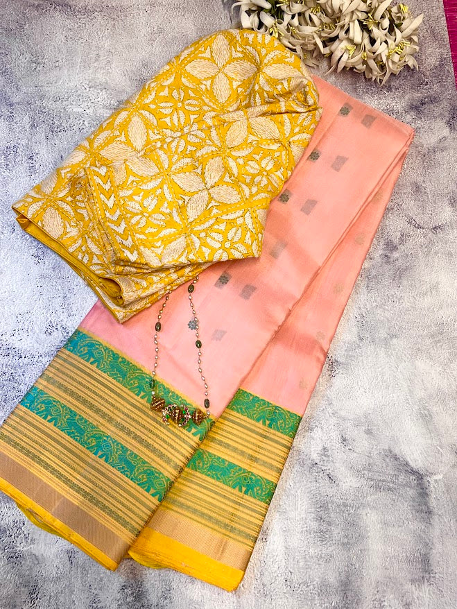 Kimaya peach silk saree