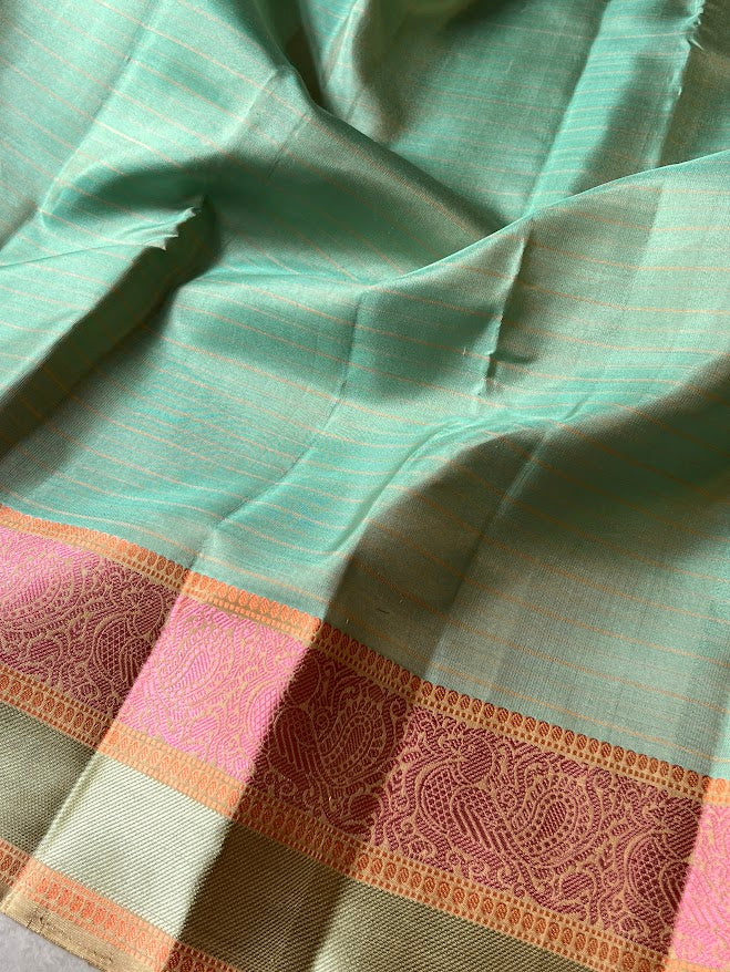 Kimaya teal silk saree 3