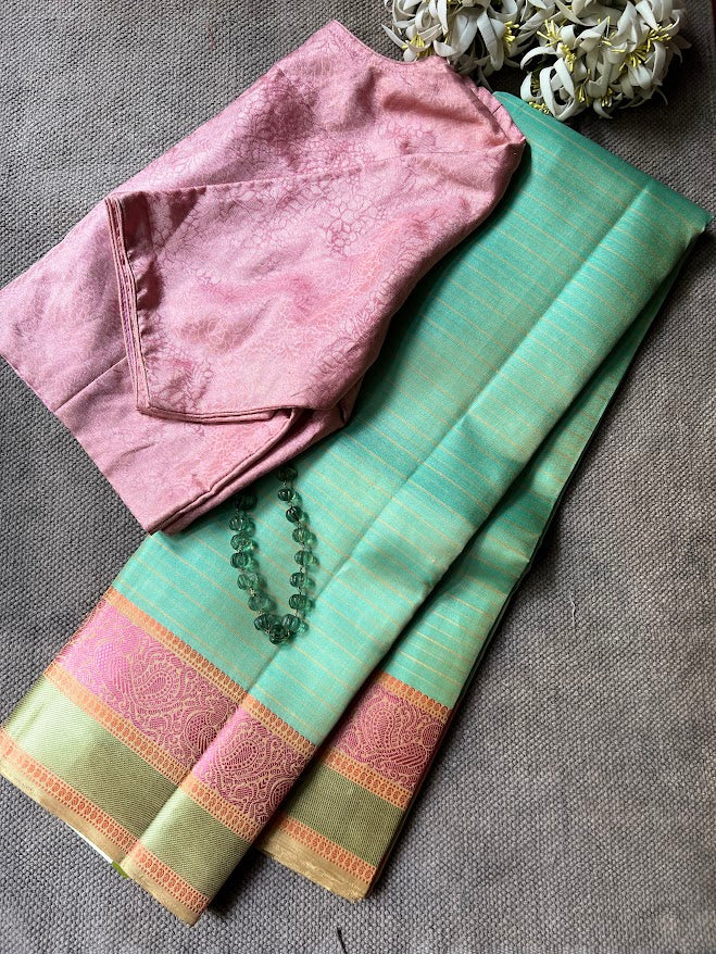 Kimaya teal silk saree