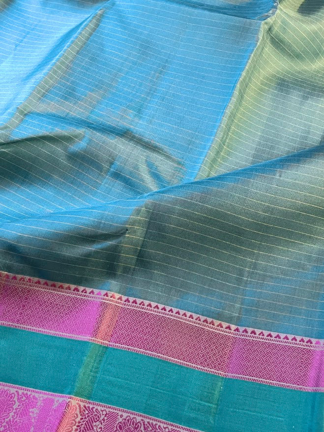 Kimaya turquoise silk saree 3